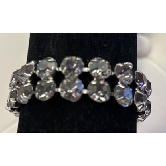 Vintage Weiss Rhinestone Bracelet With Double Row & Clasp Detail Marked sparkles - Picture 8 of 16